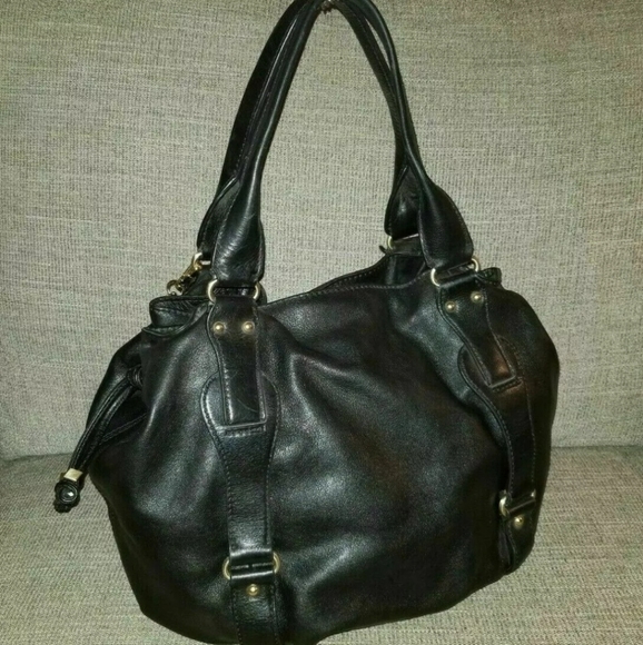 Michael Kors Blk Pleated Leather Drawstring Hobo - Picture 3 of 8